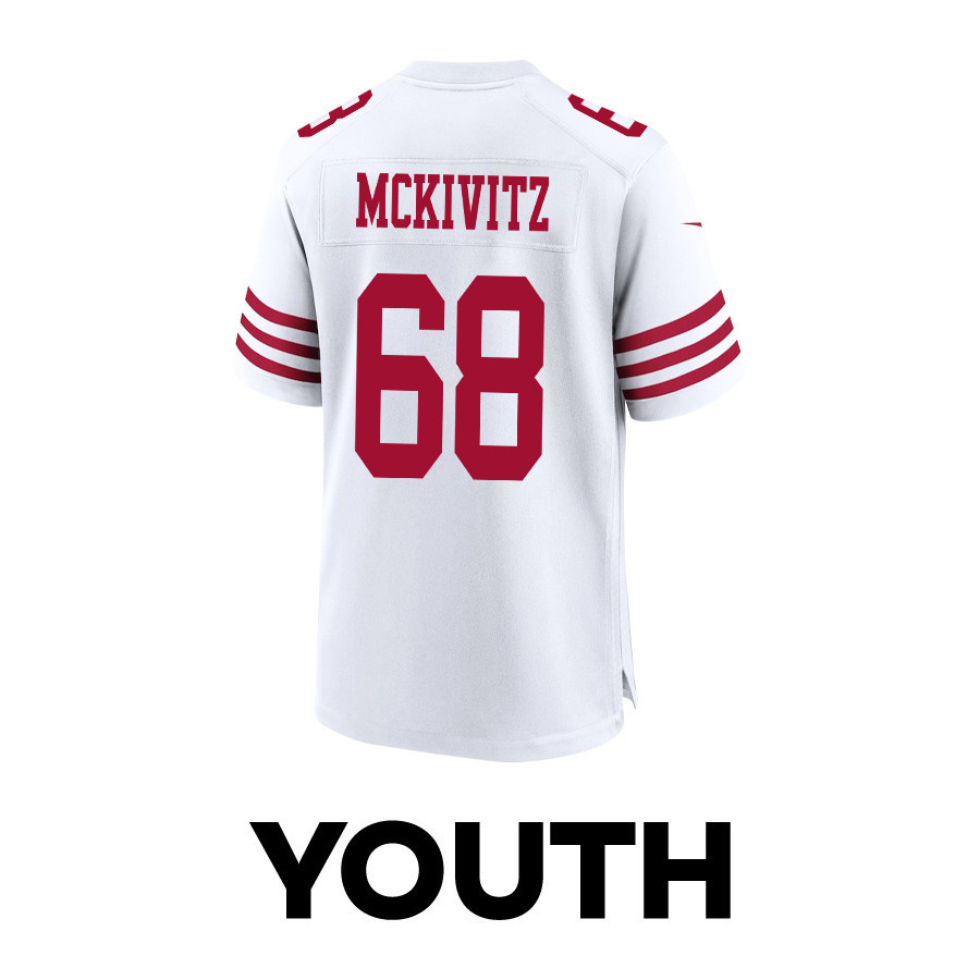 Colton McKivitz 68 San Francisco 49ers Super Bowl LVIII Patch Game YOUTH Jersey - White