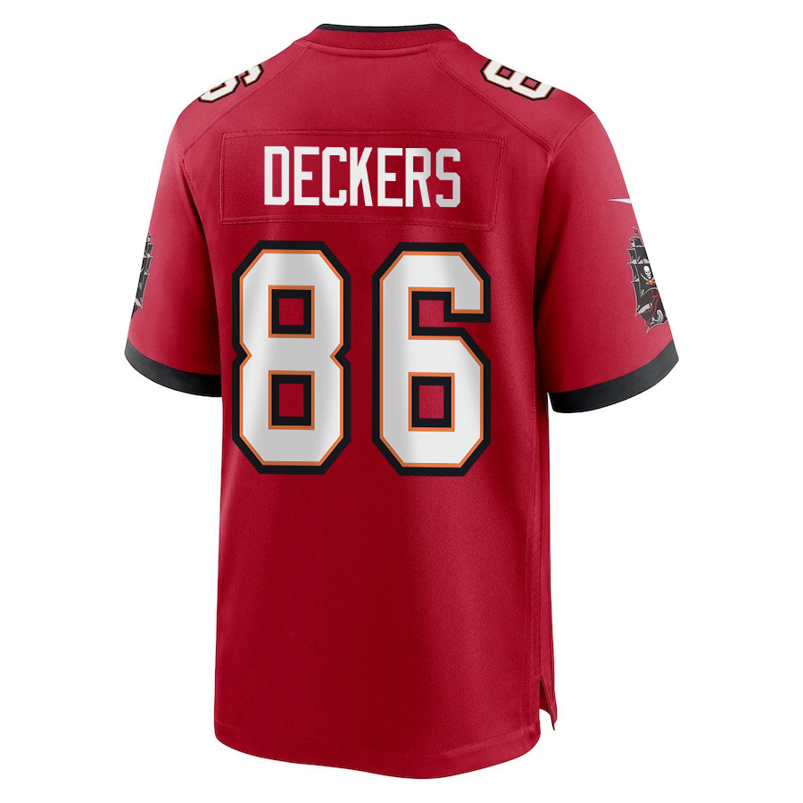Evan Deckers 86 Tampa Bay Buccaneers Super Bowl LIX New Orleans Patch Game Men Jersey - Red
