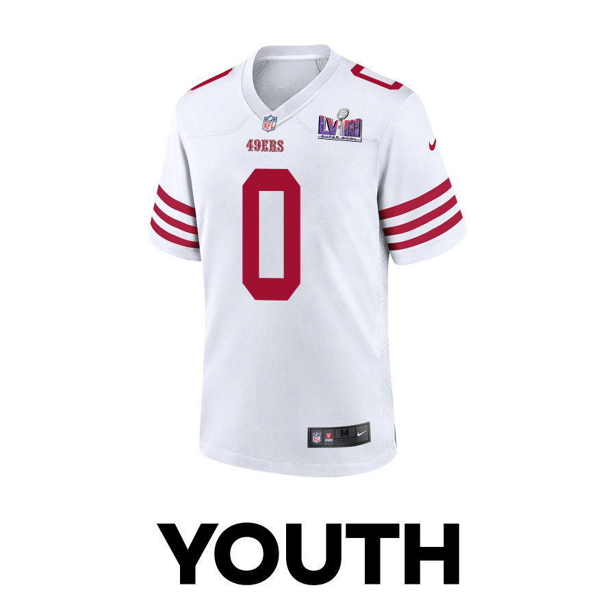 Samuel Womack III 0 San Francisco 49ers Super Bowl LVIII Patch Game YOUTH Jersey - White