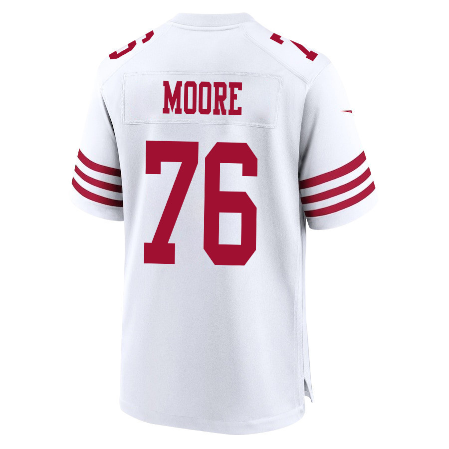 Jaylon Moore 76 San Francisco 49ers Super Bowl LVIII Patch Game Men Jersey - White