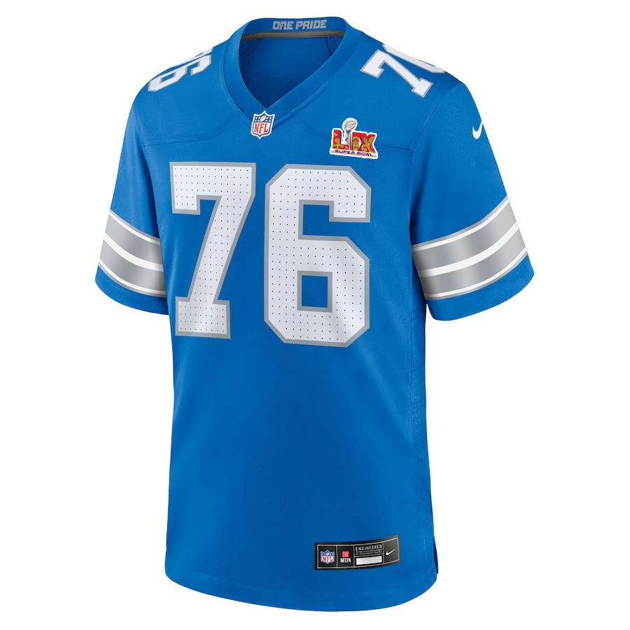 Connor Galvin #76 Detroit Lions Super Bowl LIX Jersey - Men's - Blue