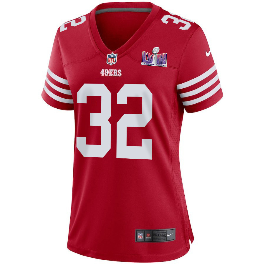 Tyrion Davis-Price 32 San Francisco 49ers Super Bowl LVIII Patch Game Women Jersey - Scarlet