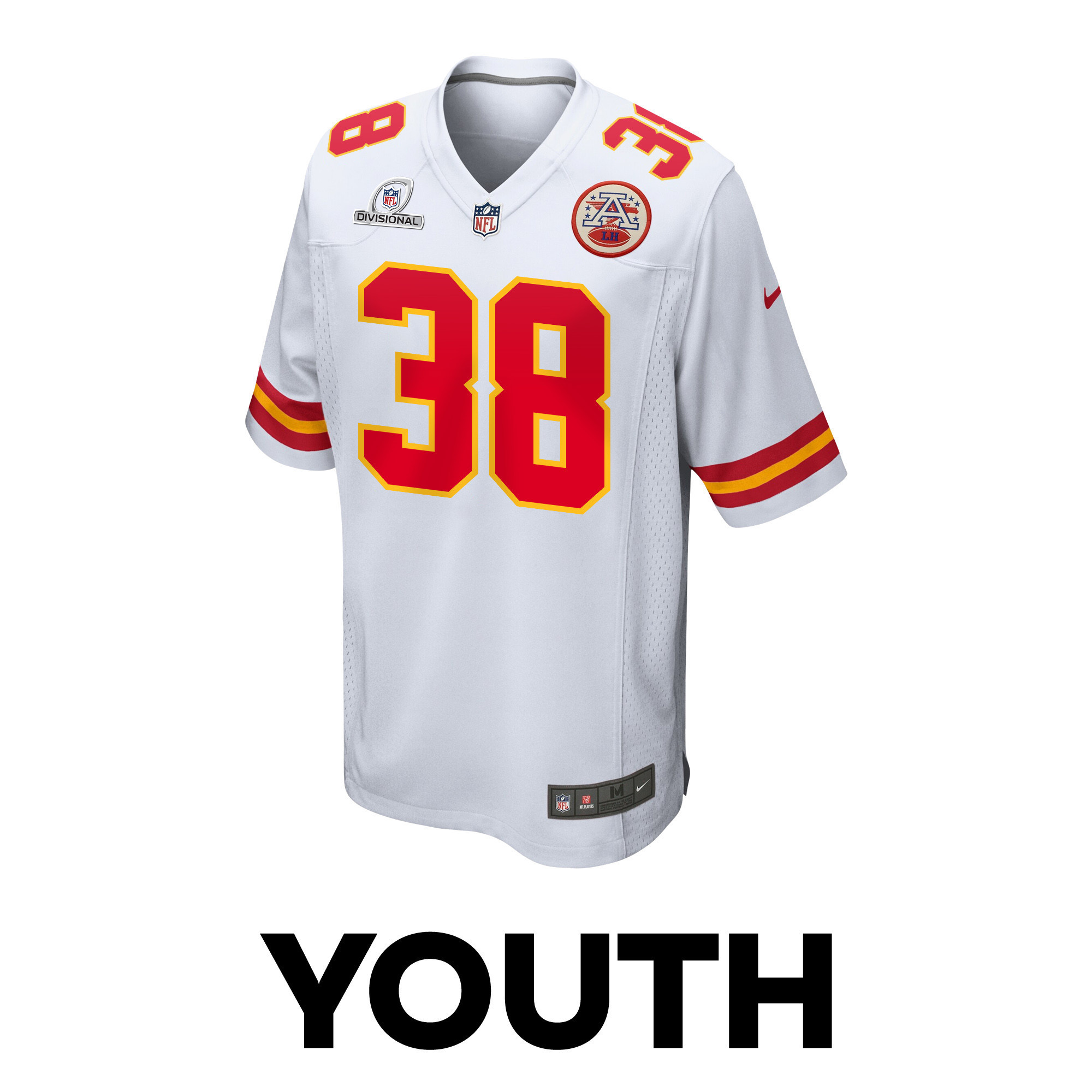 L'Jarius Sneed 38 Kansas City Chiefs Super Bowl LVIII Patch Game YOUTH Jersey - White