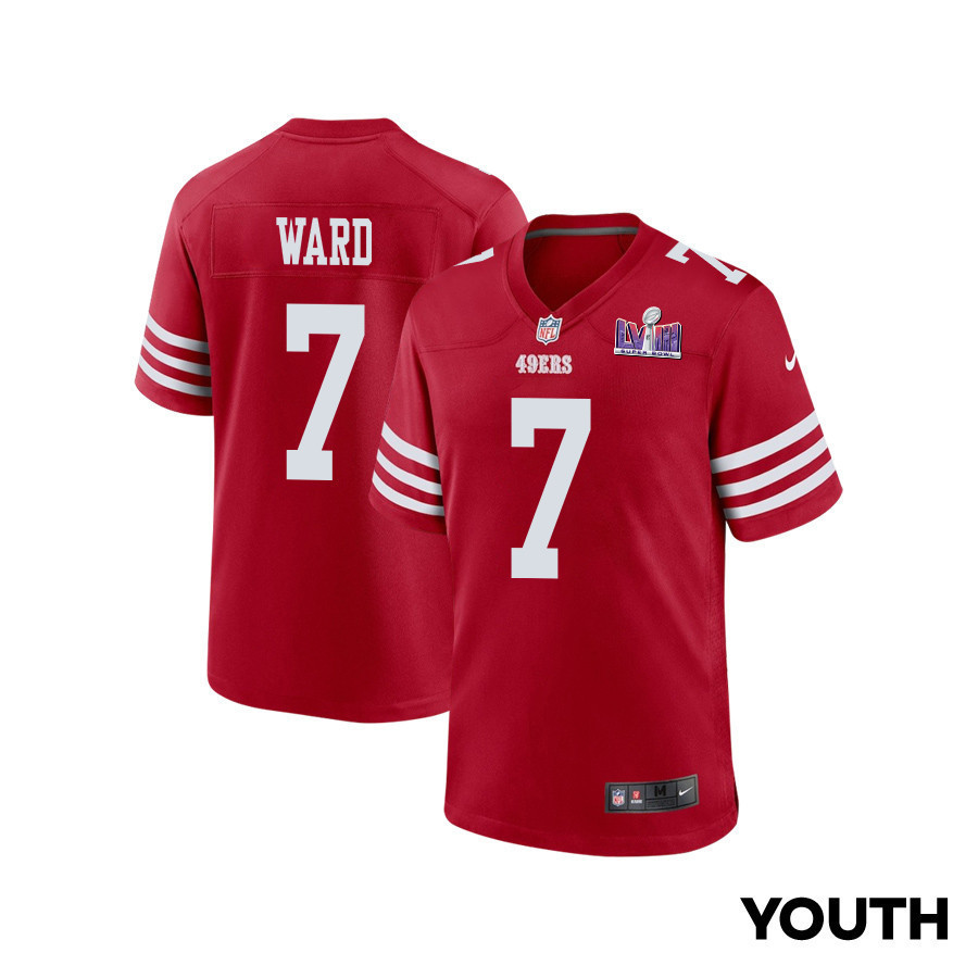 Charvarius Ward 7 San Francisco 49ers Super Bowl LVIII Patch Game YOUTH Jersey - Scarlet
