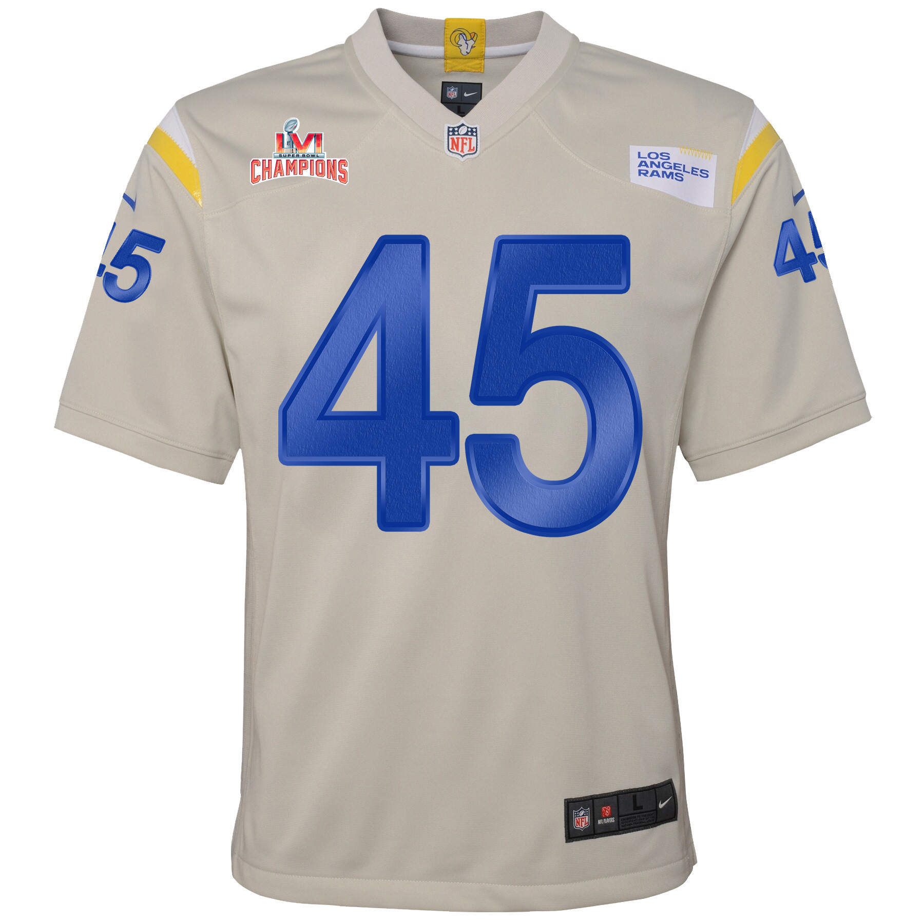 Super Bowl LVI Champions Los Angeles Rams Ogbonnia Okoronkwo 45 Bone Youth's Jersey Jersey