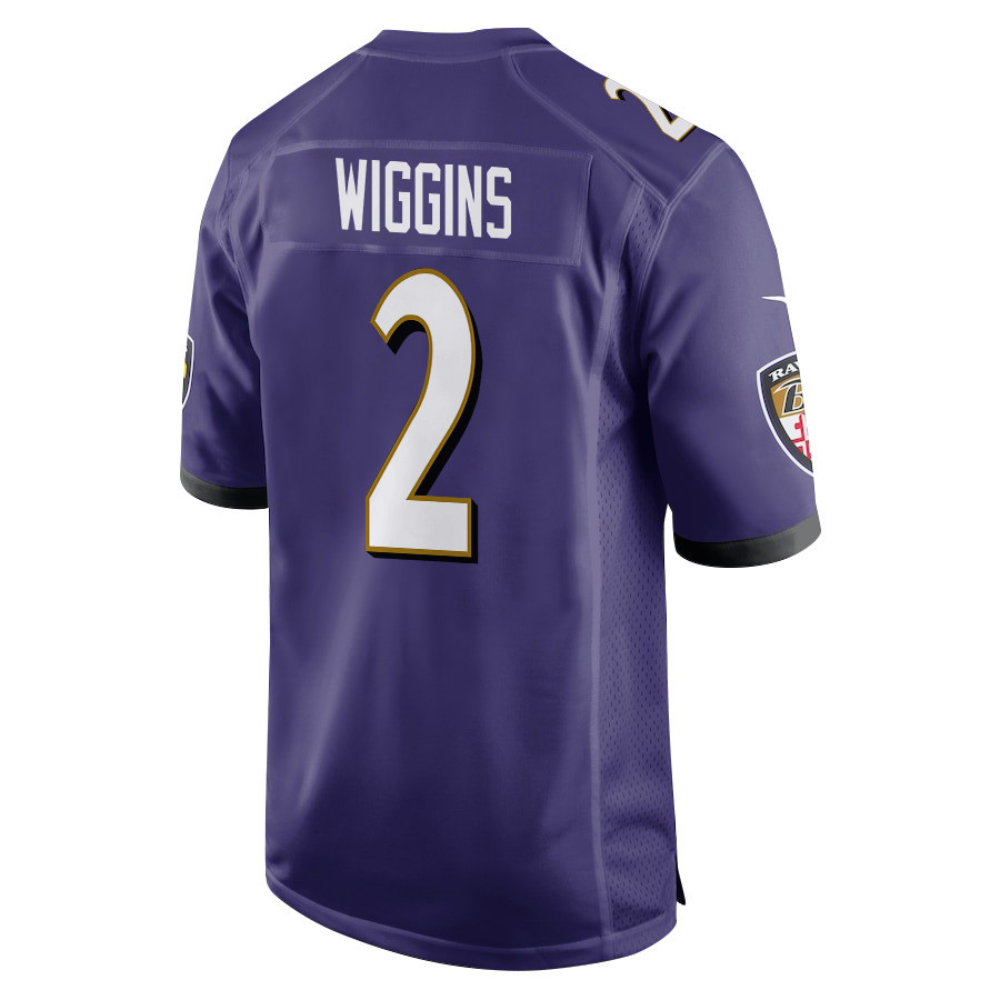Nate Wiggins 2 Baltimore Ravens Super Bowl LIX New Orleans Patch Game Men Jersey - Purple