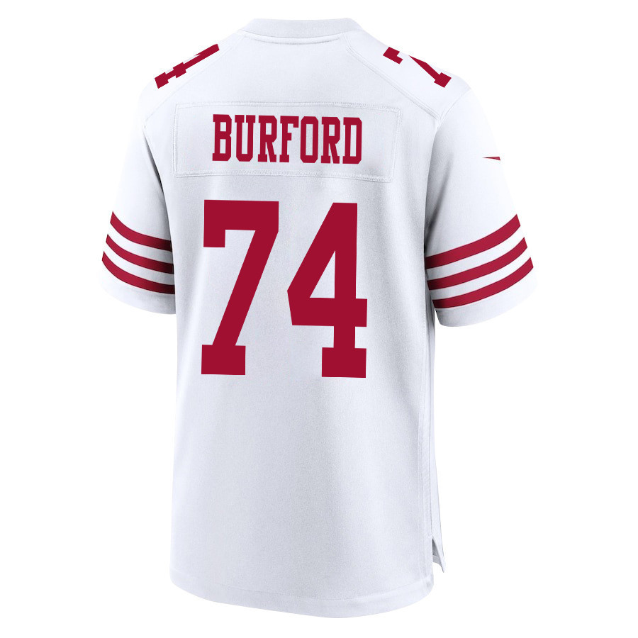 Spencer Burford 74 San Francisco 49ers Super Bowl LVIII Patch Game Men Jersey - White