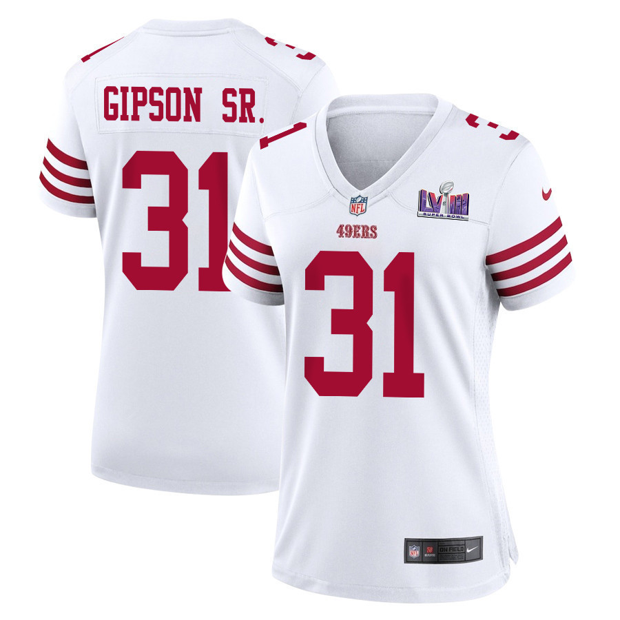 Tashaun Gipson Sr. 31 San Francisco 49ers Super Bowl LVIII Patch Game Women Jersey - White