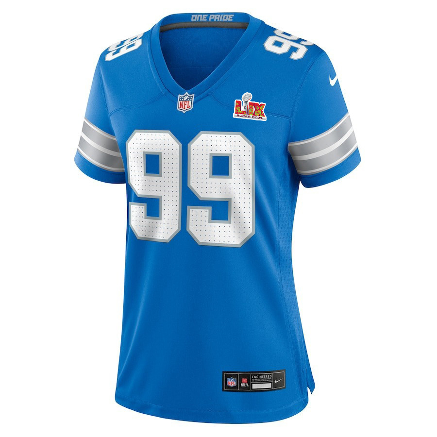 Brodric Martin #99 Detroit Lions Super Bowl LIX Women's Jersey - Blue