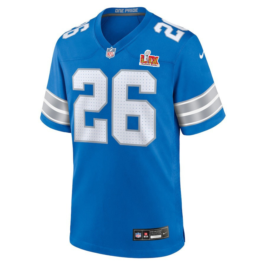 Jahmyr Gibbs #26 Detroit Lions Super Bowl LIX Jersey - Men's - Blue