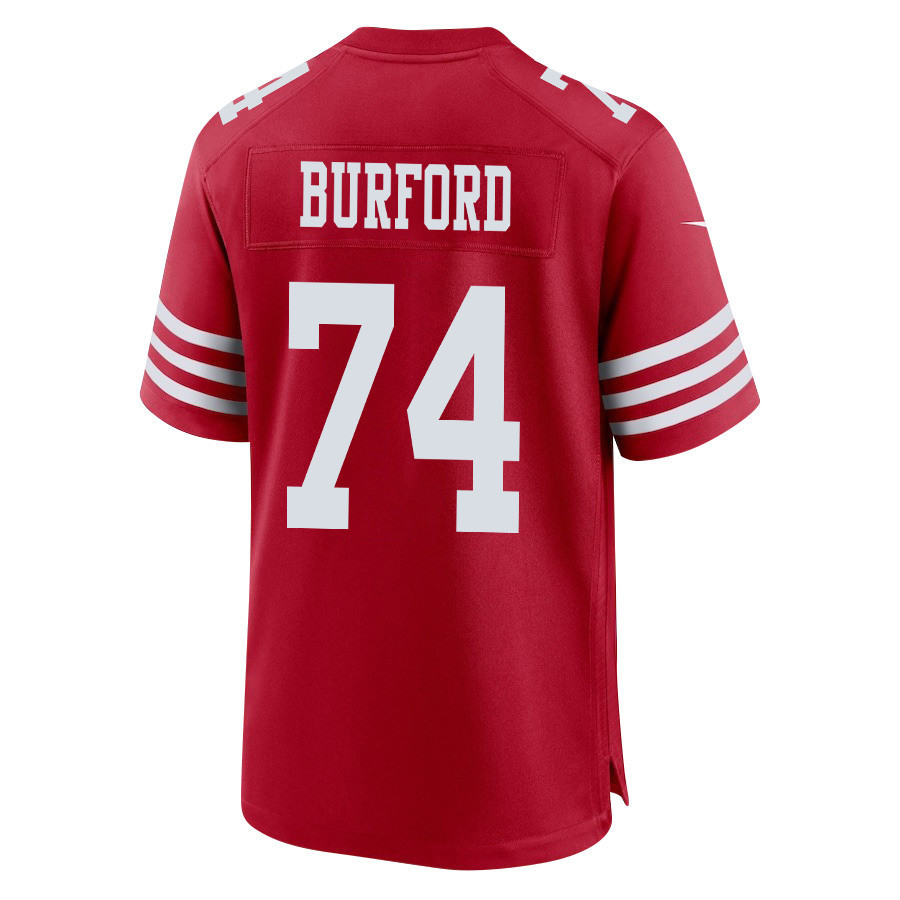 Spencer Burford 74 San Francisco 49ers Super Bowl LVIII Patch Game Men Jersey - Scarlet