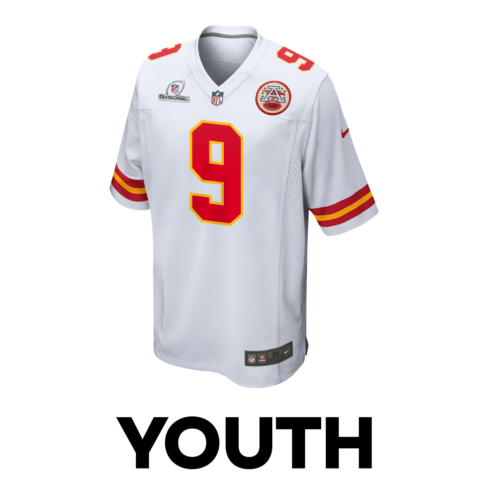 Blaine Gabbert 9 Kansas City Chiefs Super Bowl LVIII Patch Game YOUTH Jersey - White