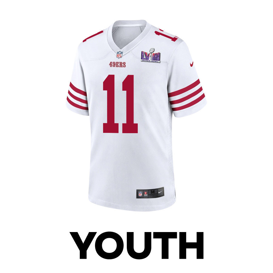 Brandon Aiyuk 11 San Francisco 49ers Super Bowl LVIII Patch Game YOUTH Jersey - White
