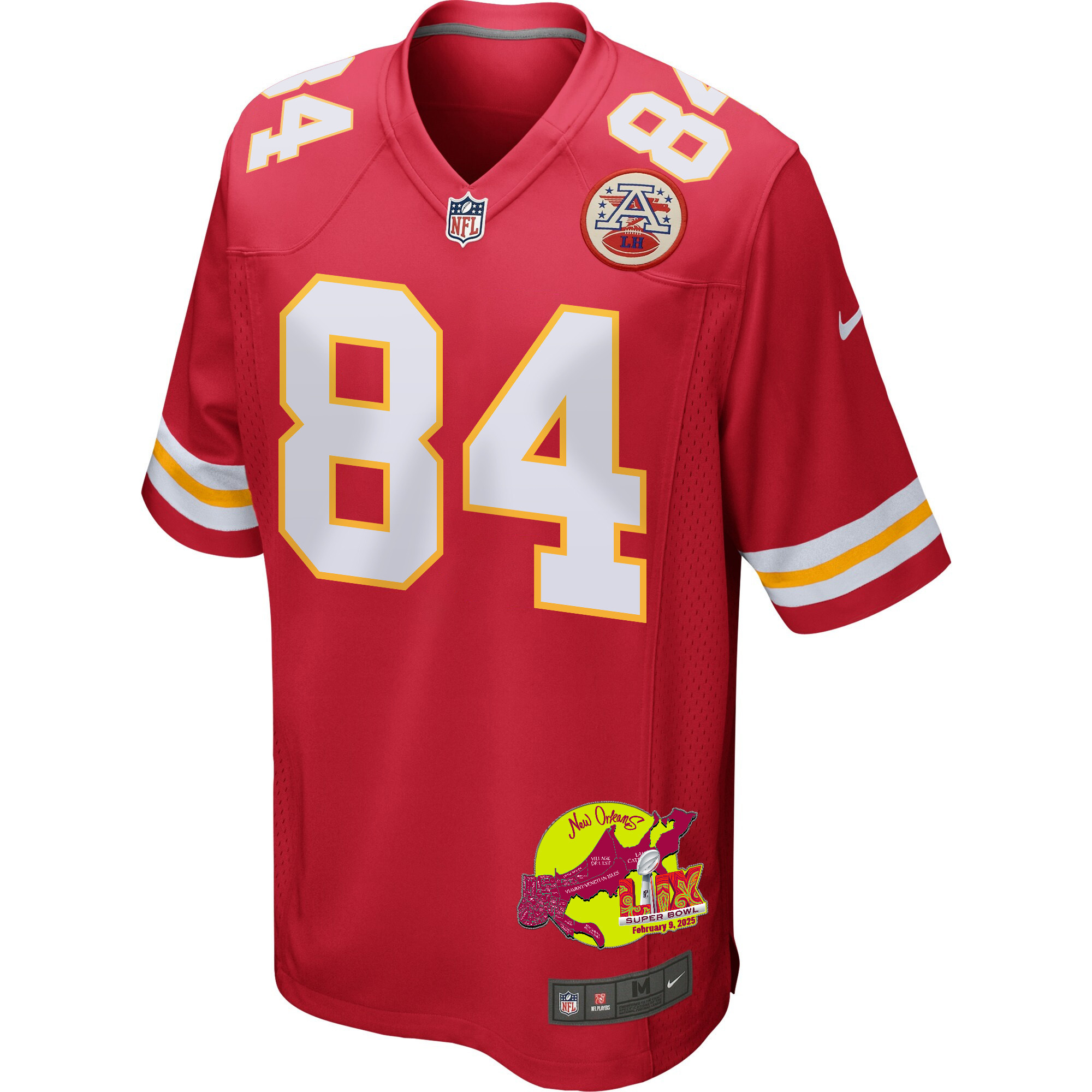 Justin Watson 84 Kansas City Chiefs Super Bowl LIX New Orleans Patch Game Men Jersey - Red