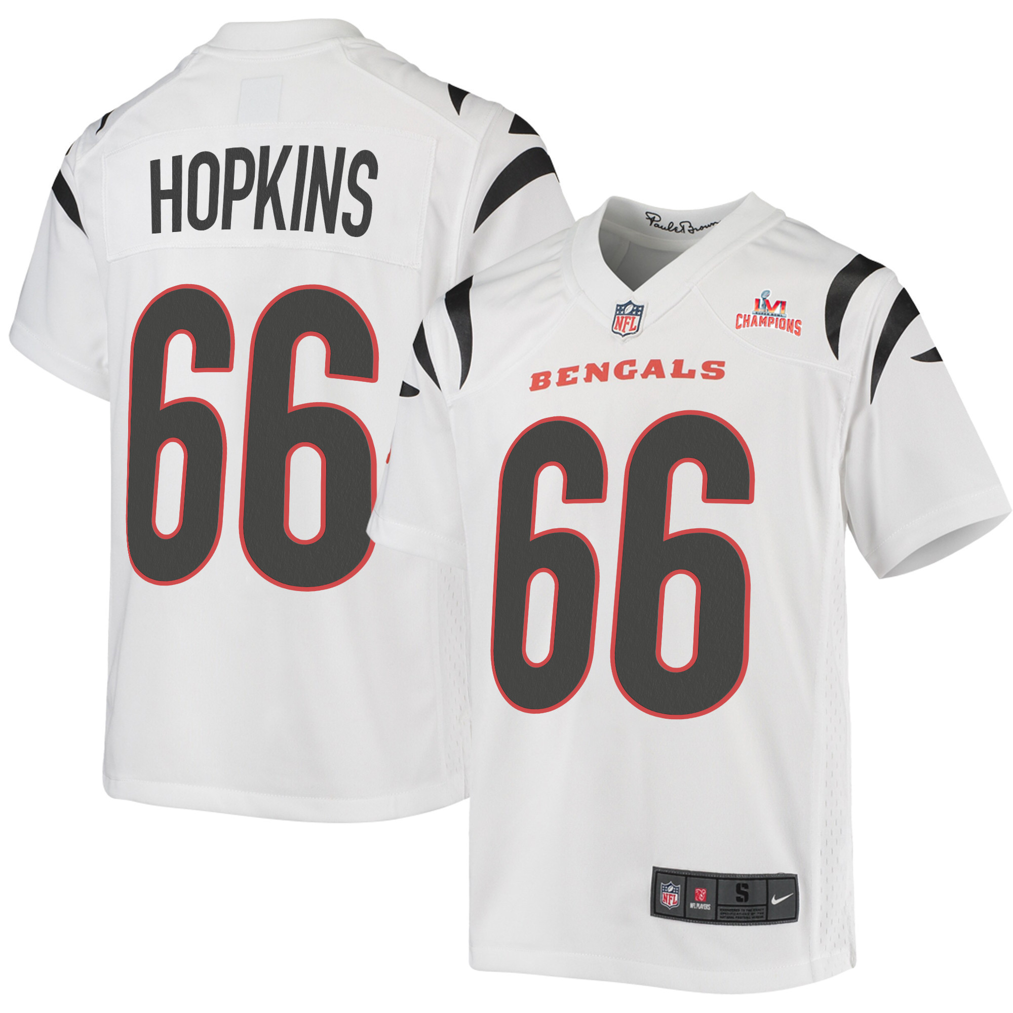Super Bowl LVI Champions Cincinnati Bengals Trey Hopkins 66 White Youth's Jersey Jersey