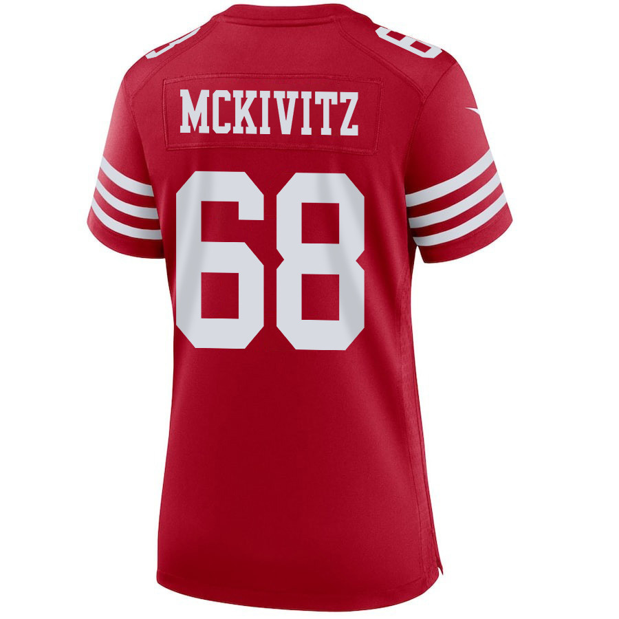 Colton McKivitz 68 San Francisco 49ers Super Bowl LVIII Patch Game Women Jersey - Scarlet