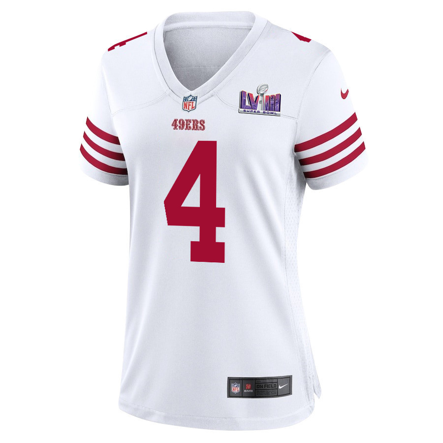 Jake Moody 4 San Francisco 49ers Super Bowl LVIII Patch Game Women Jersey - White