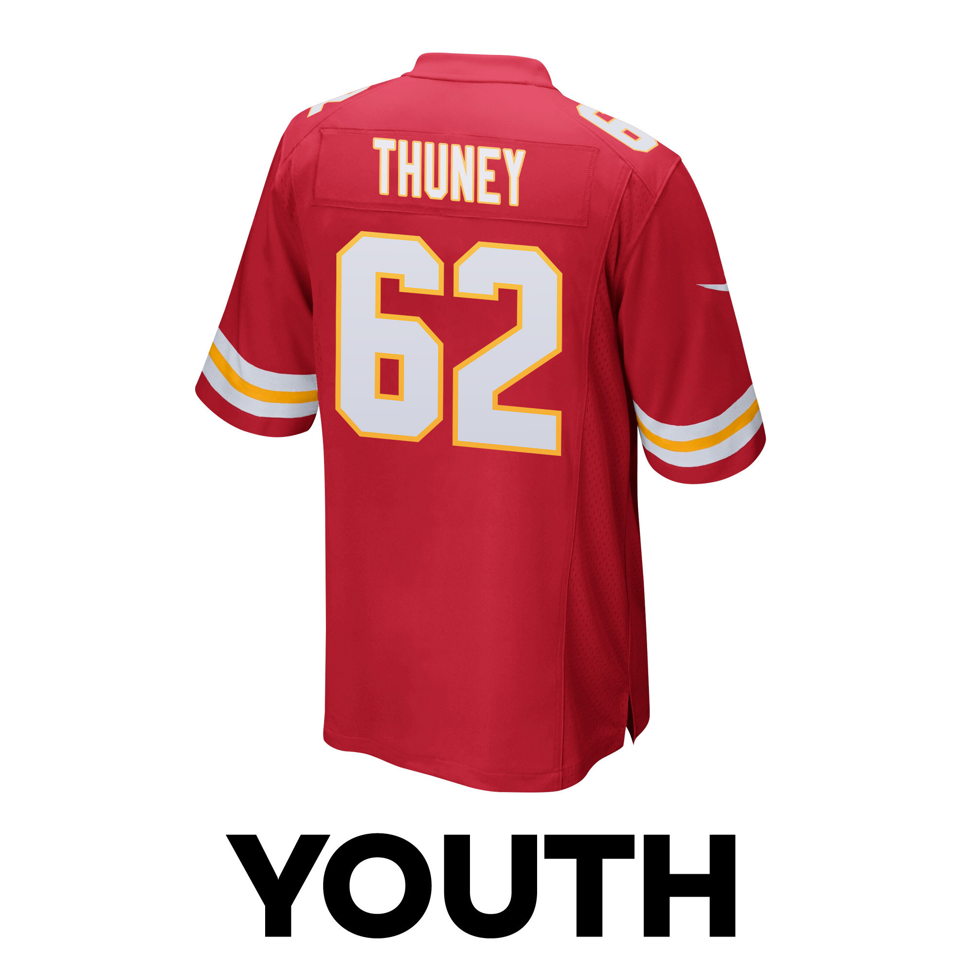 Joe Thuney 62 Kansas City Chiefs Super Bowl LVIII Patch Game YOUTH Jersey - Red