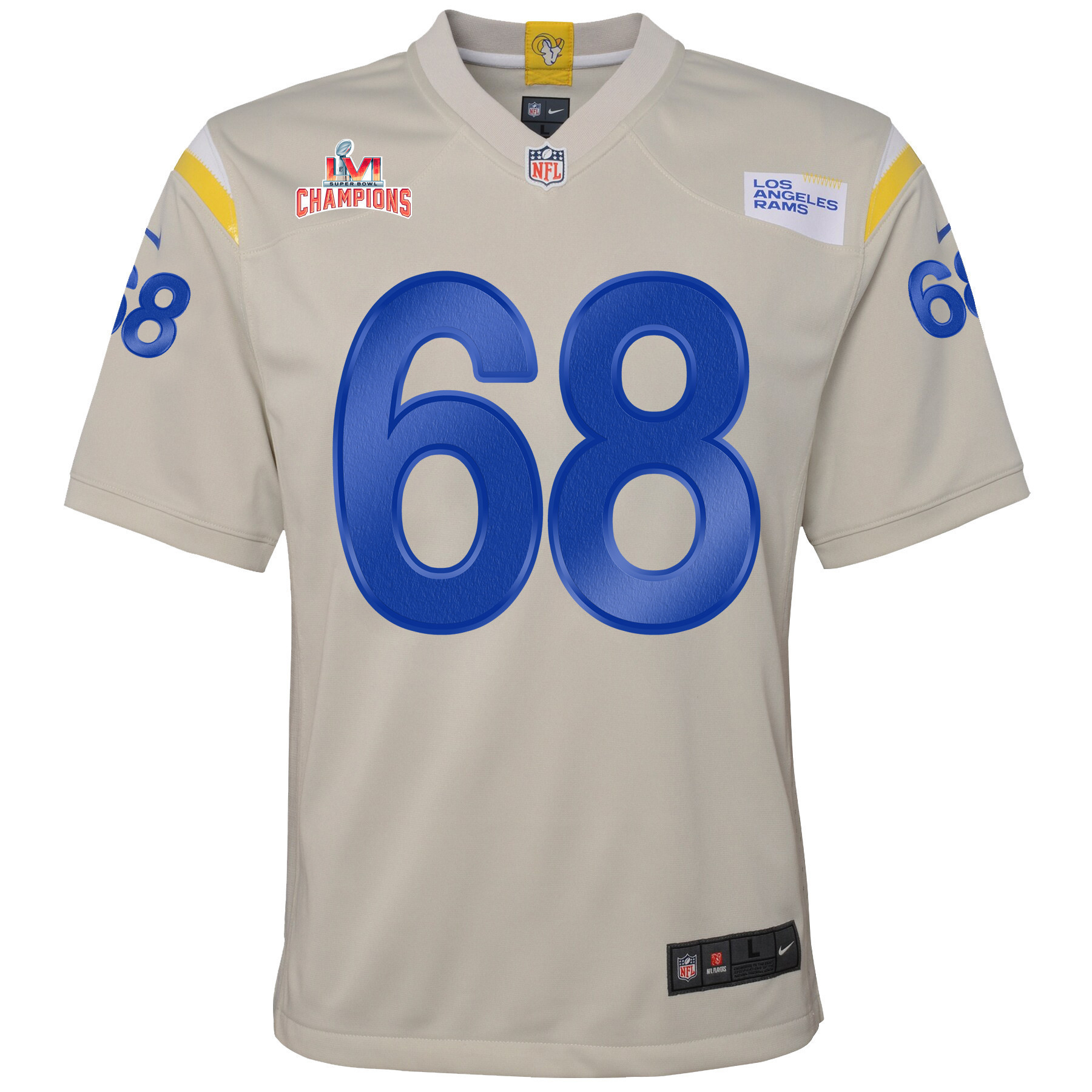 Super Bowl LVI Champions Los Angeles Rams AJ Jackson 68 Bone Youth's Jersey Jersey