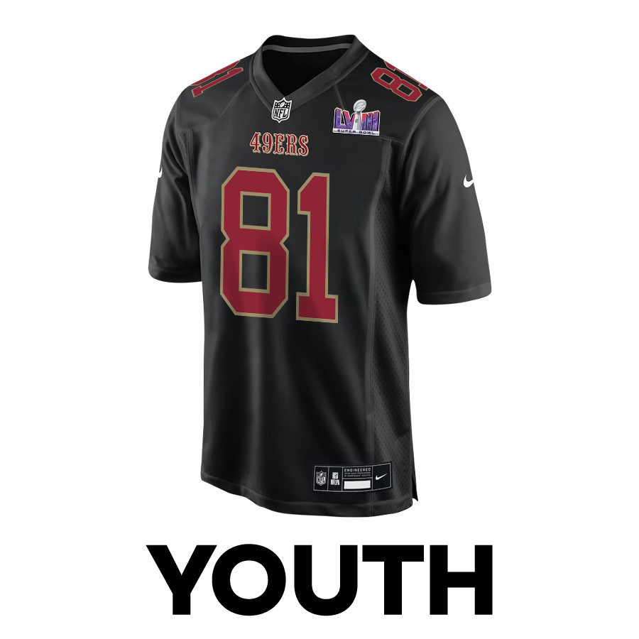 Cameron Latu 81 San Francisco 49ers Super Bowl LVIII Patch Fashion Game YOUTH Jersey - Carbon Black