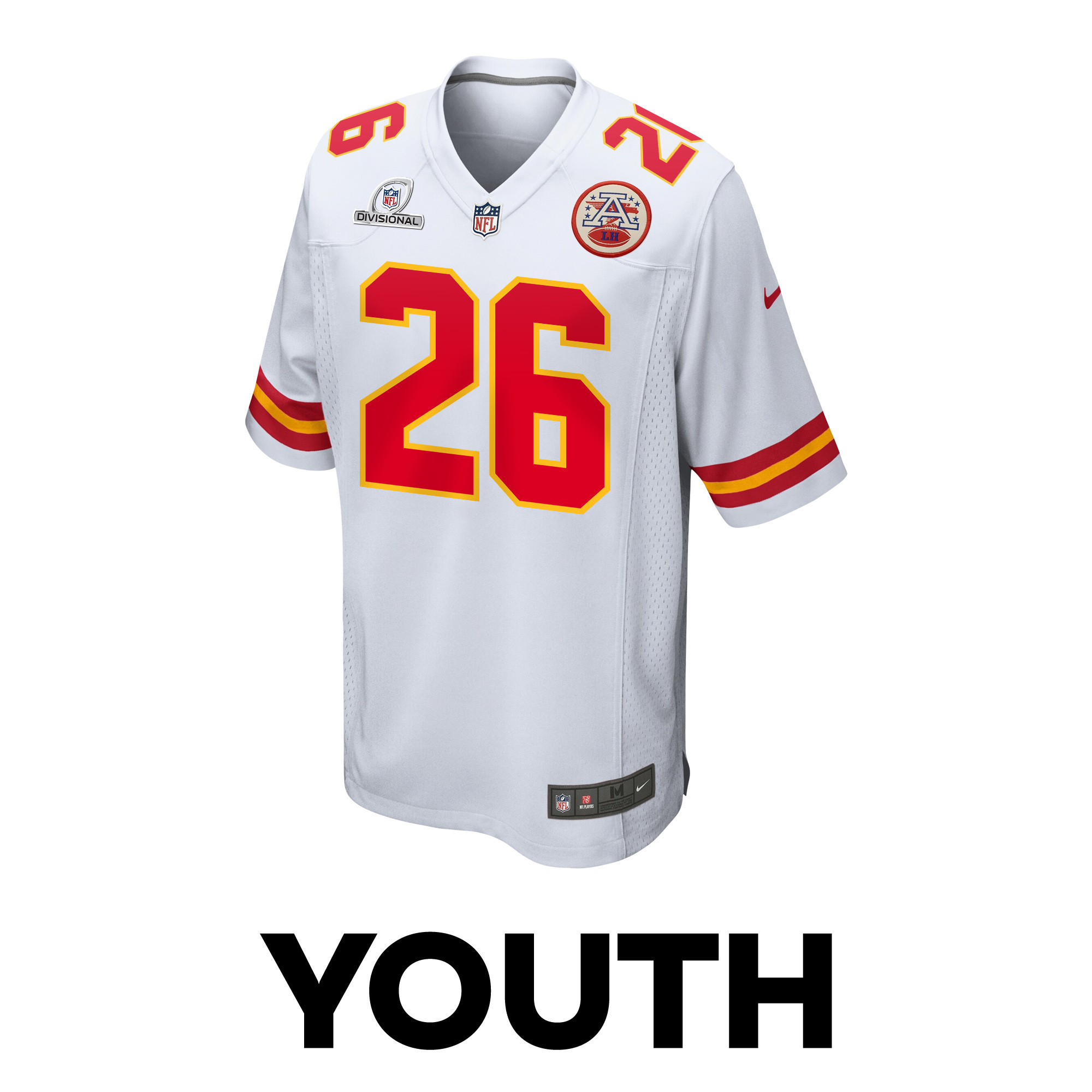 Deon Bush 26 Kansas City Chiefs Super Bowl LVIII Patch Game YOUTH Jersey - White