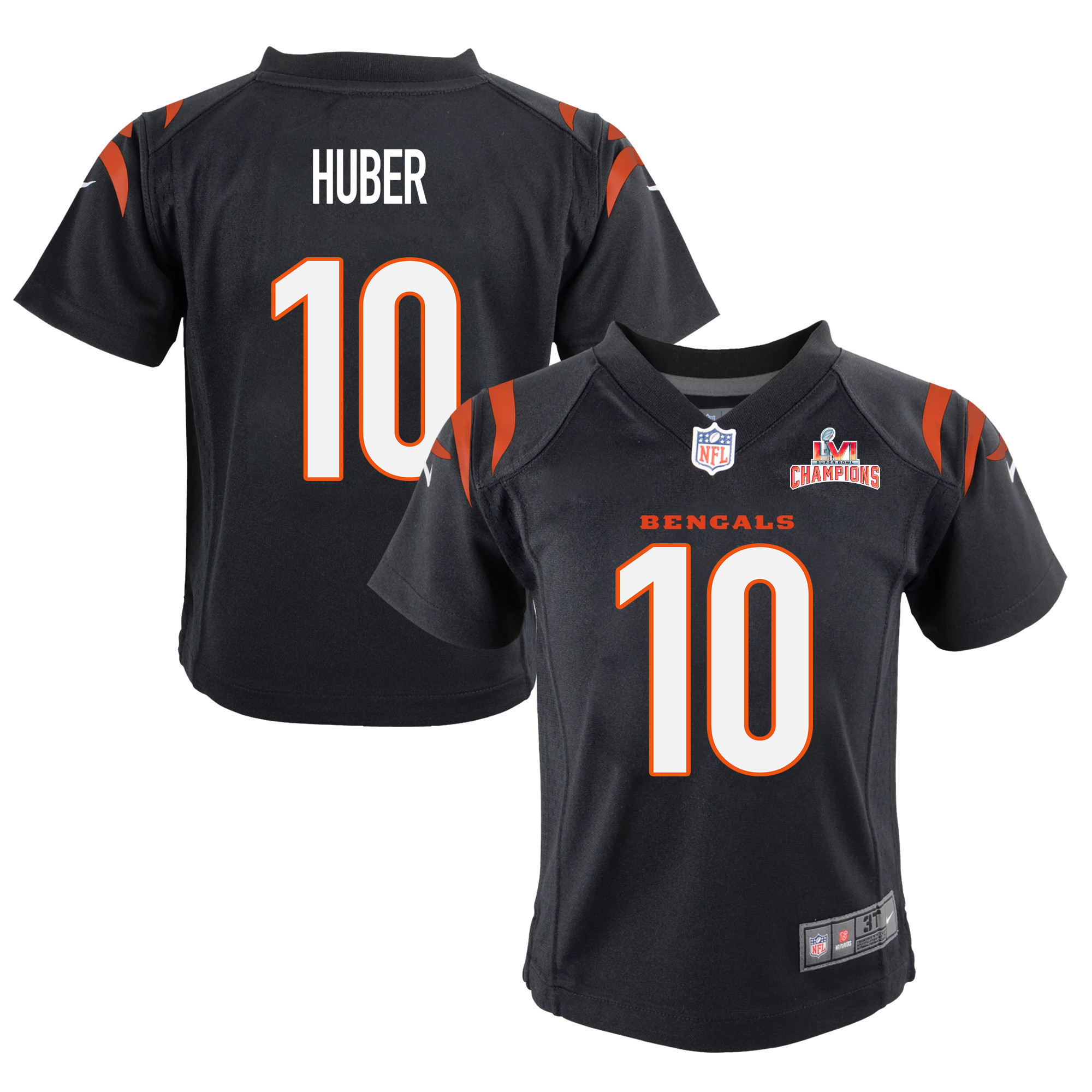 Super Bowl LVI Champions Cincinnati Bengals Kevin Huber 10 Black Youth's Jersey Jersey