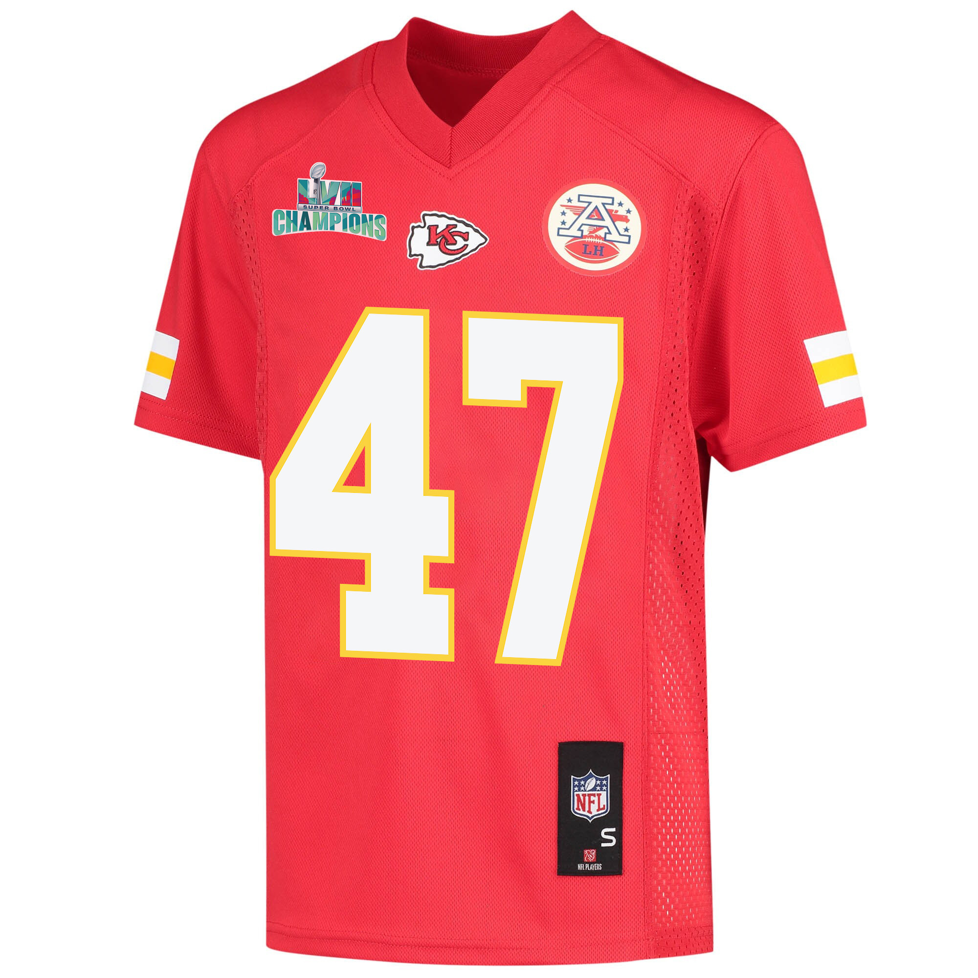 Darius Harris 47 Kansas City Chiefs Super Bowl LVII Champions Youth Game Jersey - Red