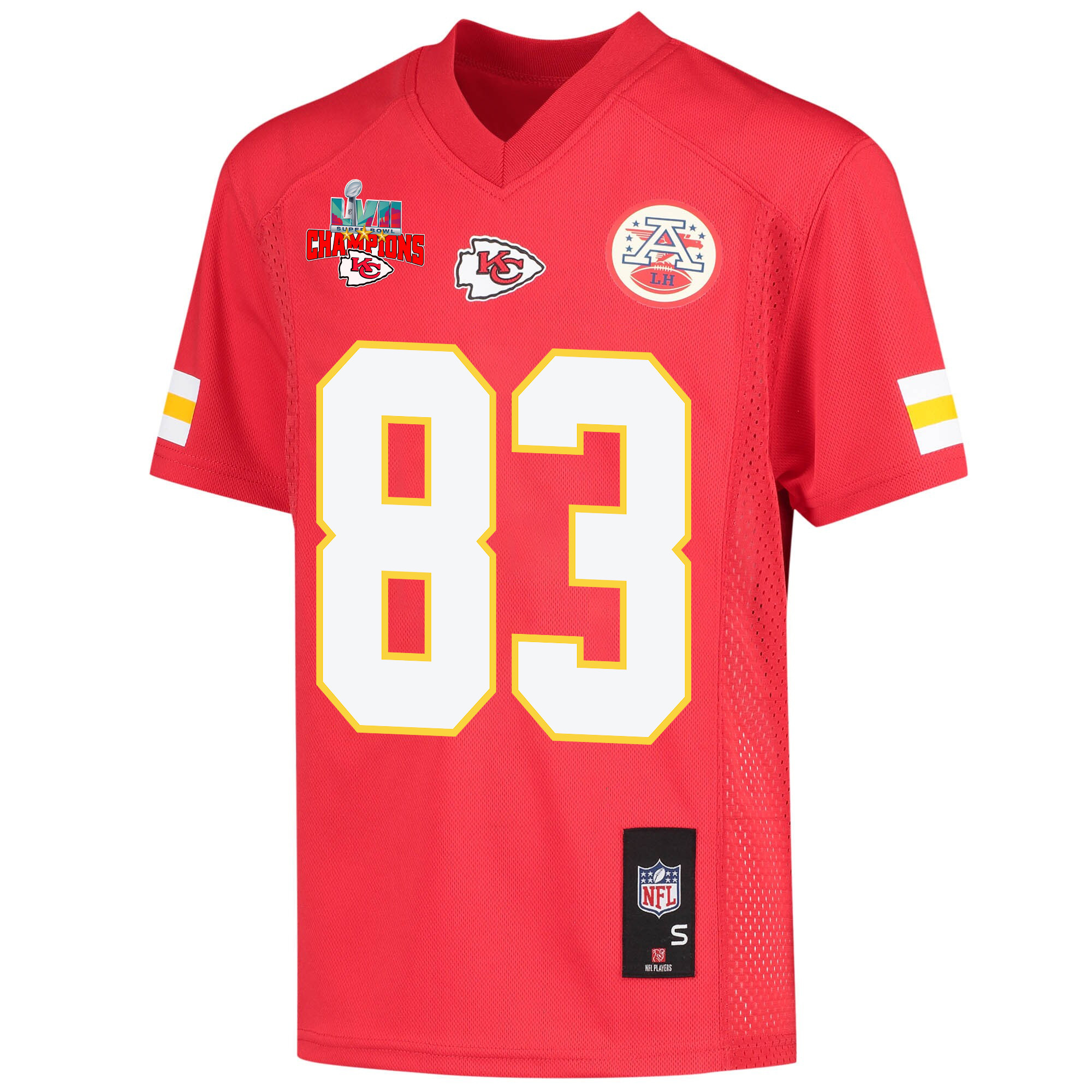 Noah Gray 83 Kansas City Chiefs Super Bowl LVII Champions 3 Stars Youth Game Jersey - Red