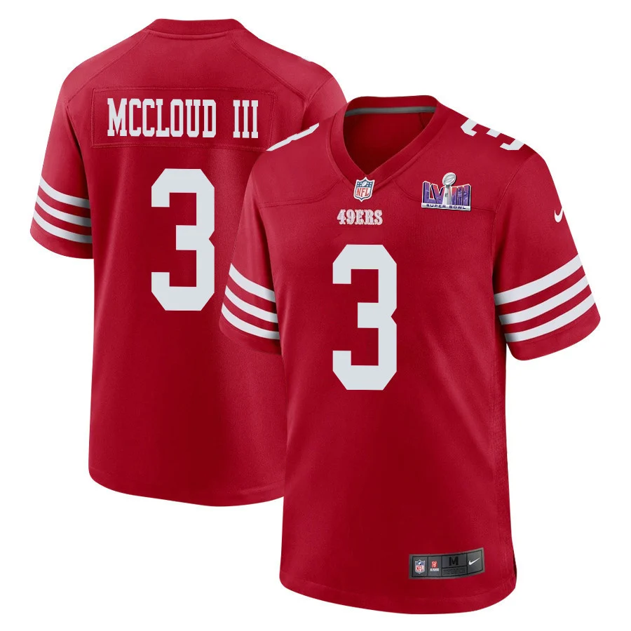 Ray-Ray McCloud III 3 San Francisco 49ers Super Bowl LVIII Patch Game Men Jersey - Scarlet