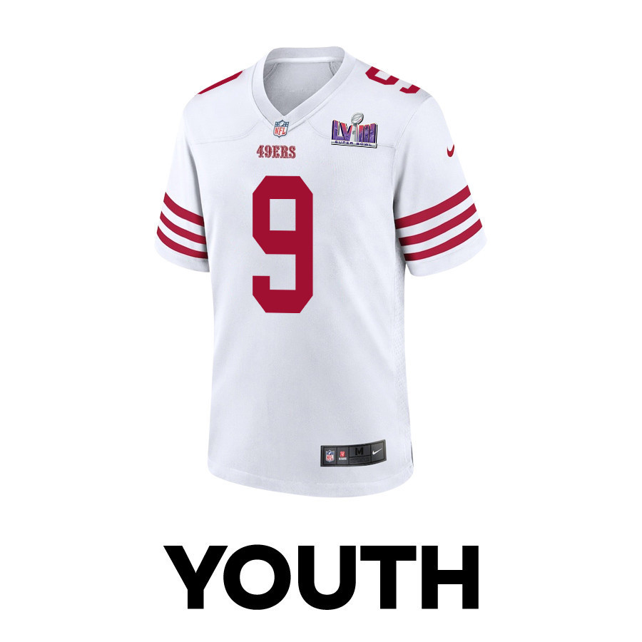 Brayden Willis 9 San Francisco 49ers Super Bowl LVIII Patch Game YOUTH Jersey - White