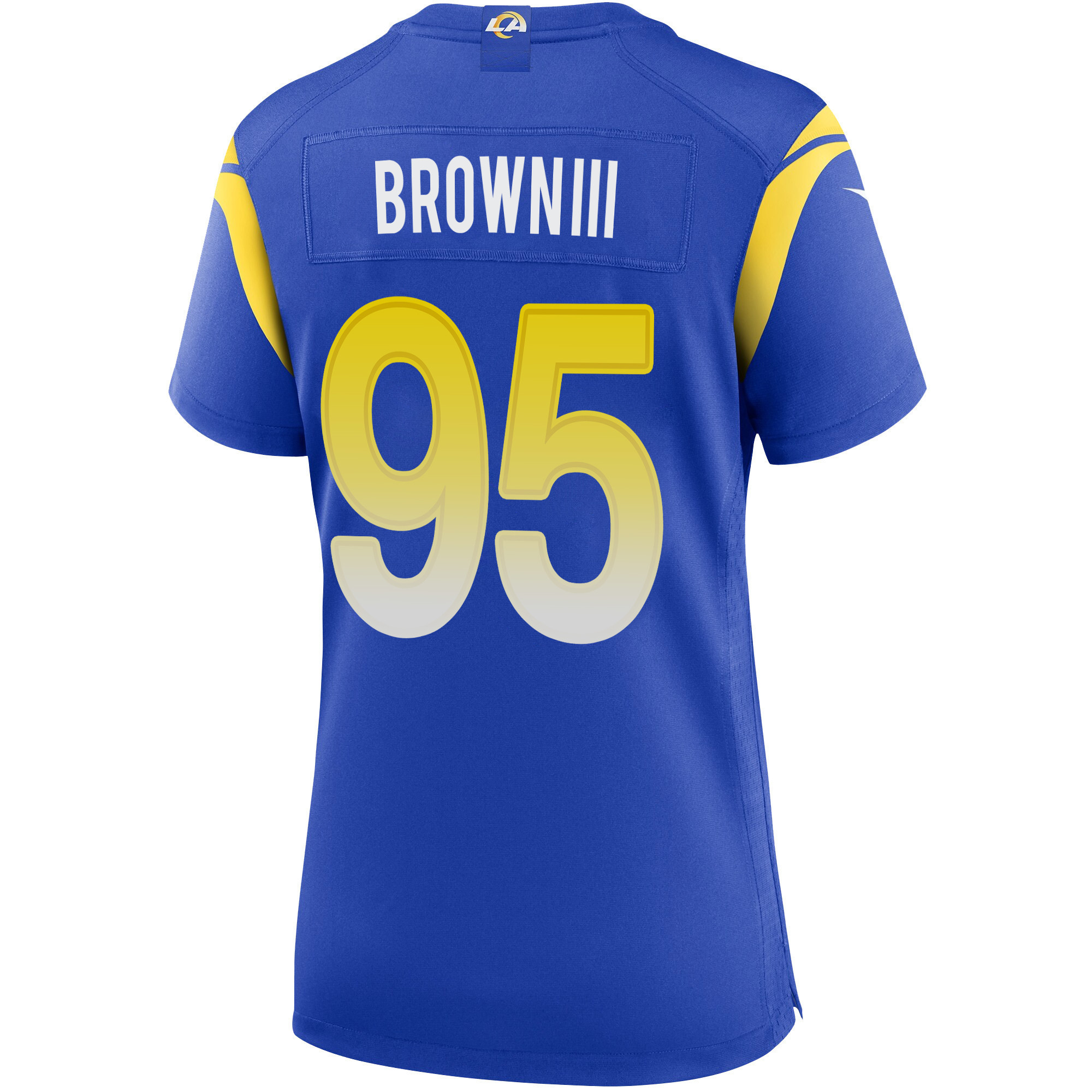 Super Bowl LVI Champions Los Angeles Rams Bobby Brown III 95 Royal Women's Jersey Jersey
