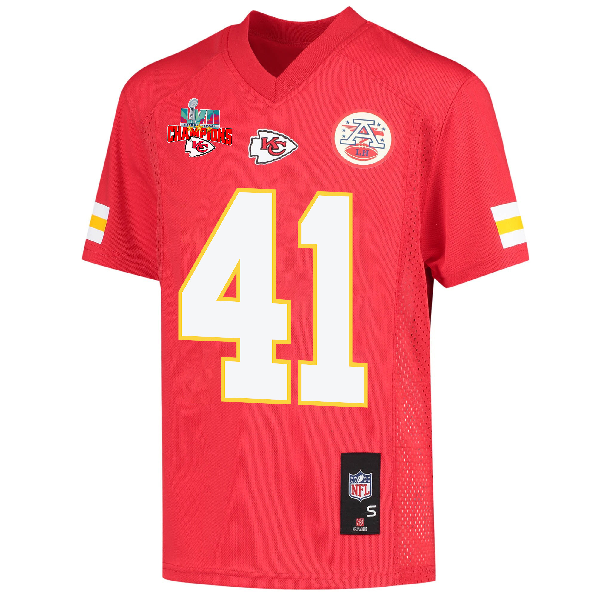James Winchester 41 Kansas City Chiefs Super Bowl LVII Champions 3 Stars Youth Game Jersey - Red