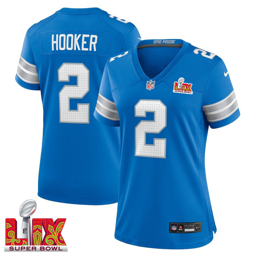 Hendon Hooker #2 Detroit Lions Super Bowl LIX Women's Jersey - Blue