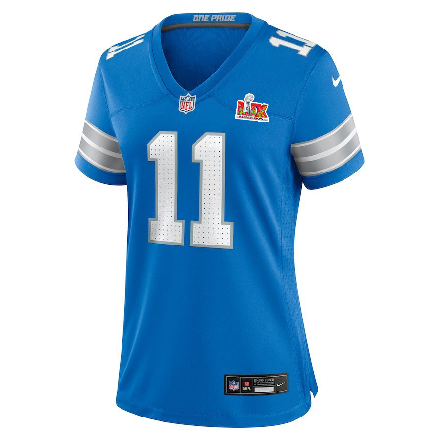 Kalif Raymond #11 Detroit Lions Super Bowl LIX Women's Jersey - Blue