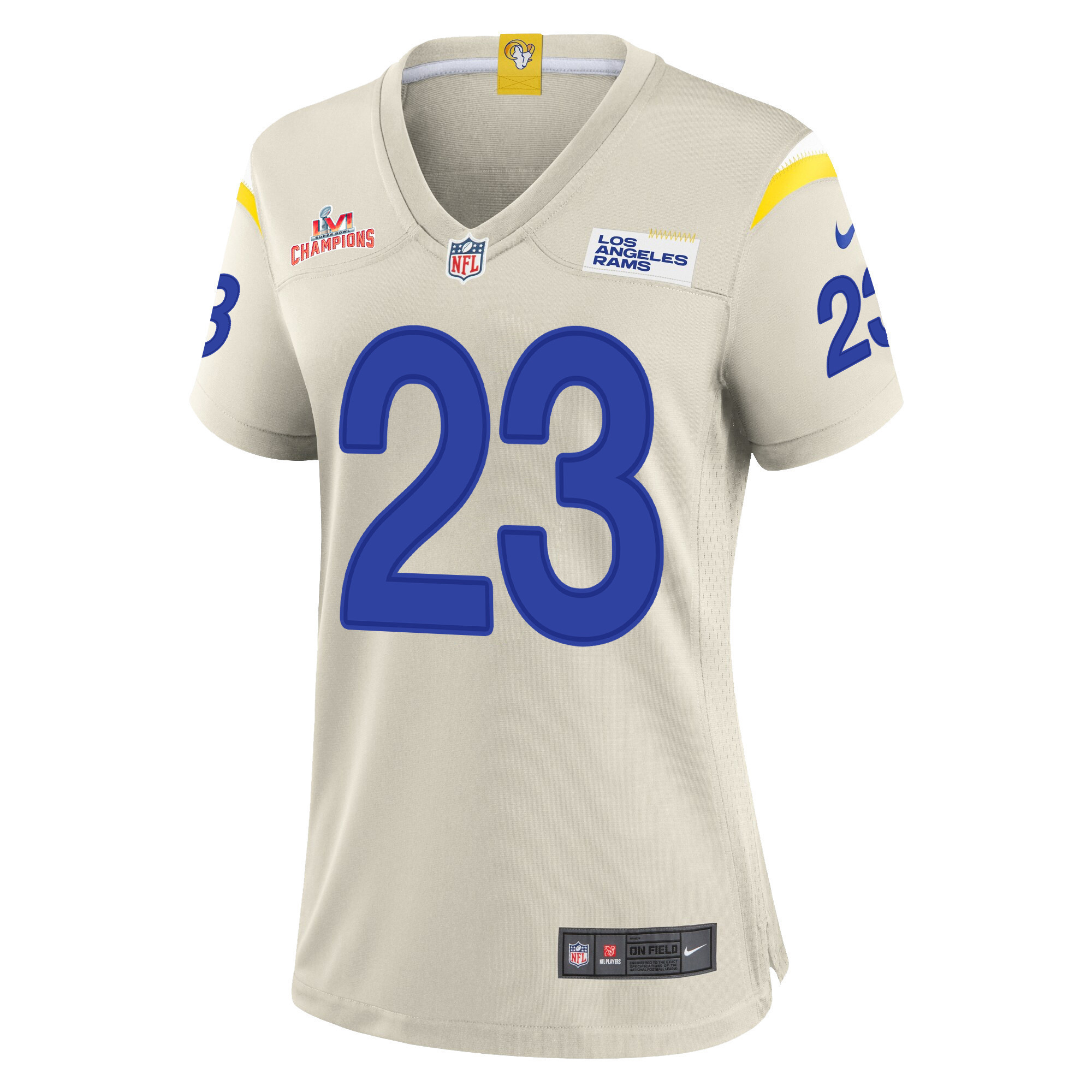 Super Bowl LVI Champions Los Angeles Rams Cam Akers 23 Bone Women's Jersey Jersey