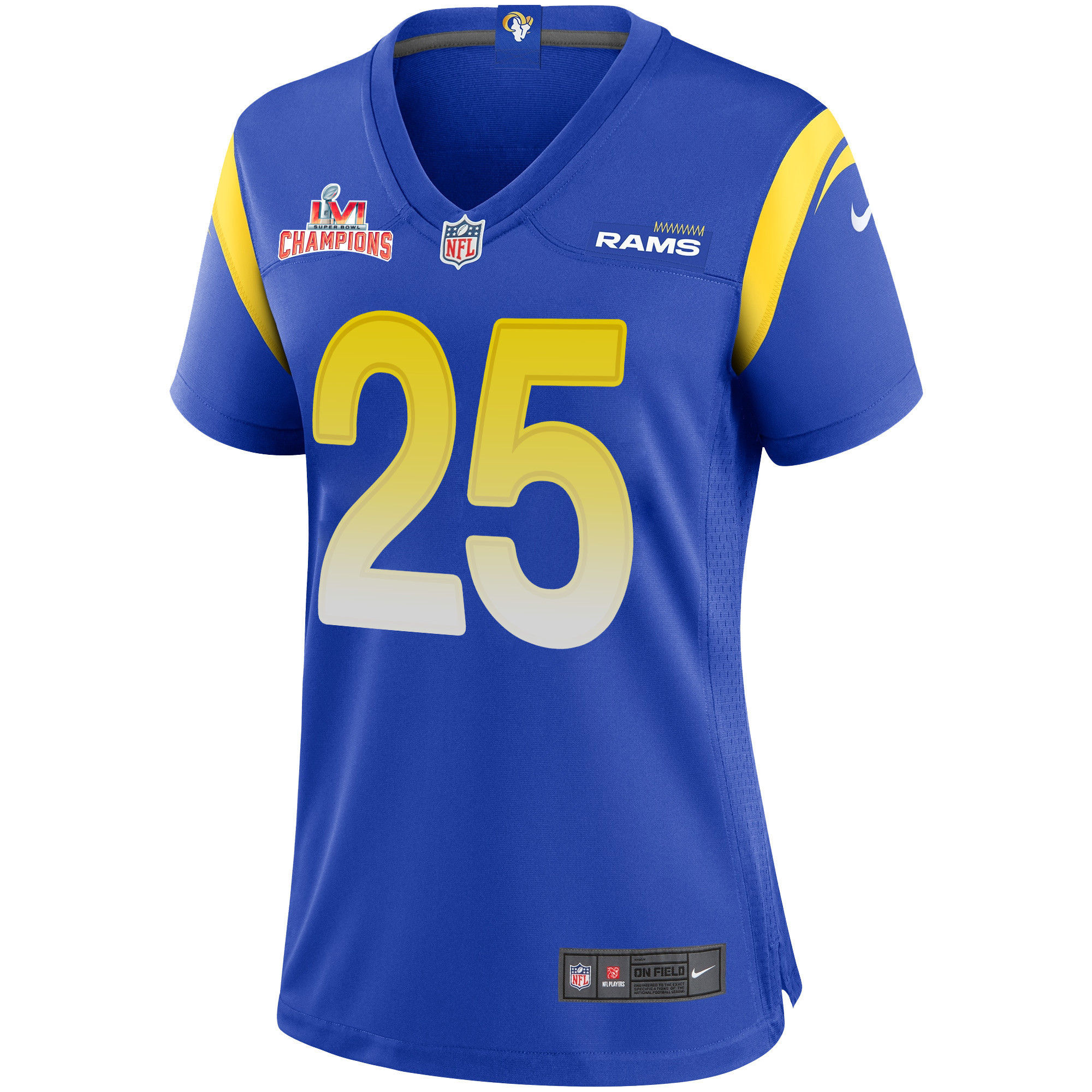 Super Bowl LVI Champions Los Angeles Rams Sony Michel 25 Royal Women's Jersey Jersey