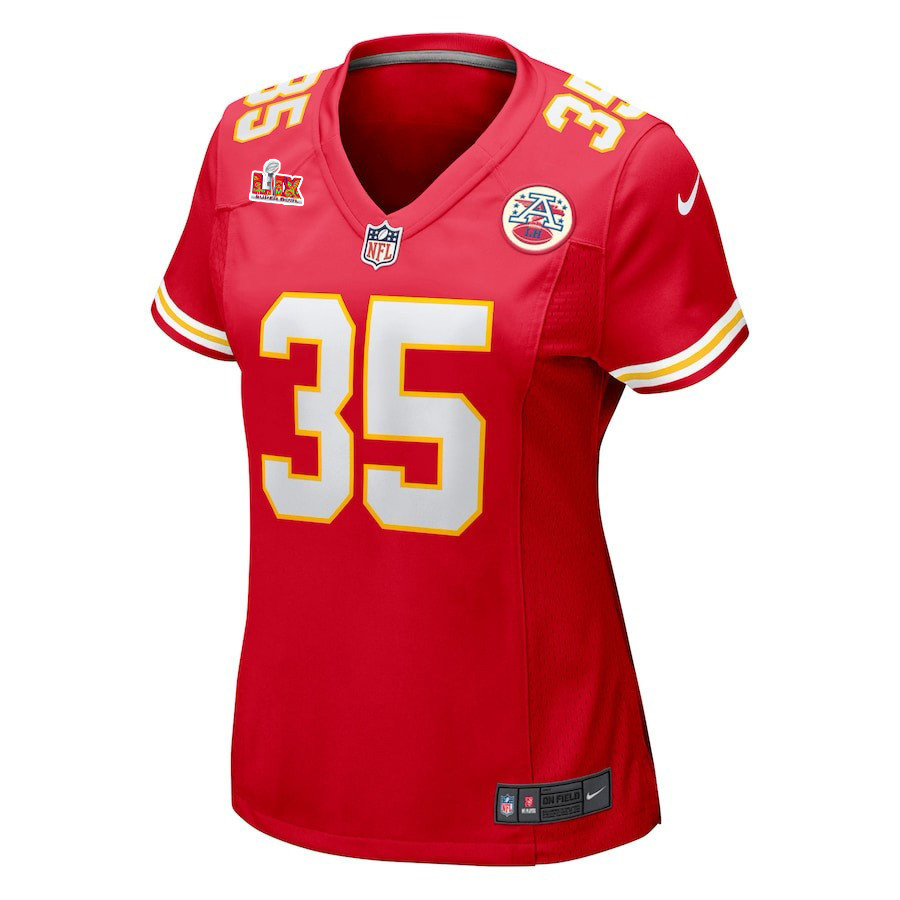 Jaylen Watson #35 Kansas City Chiefs Super Bowl LIX Women's Jersey - Red