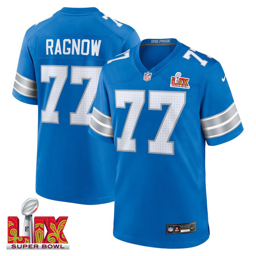 Frank Ragnow #77 Detroit Lions Super Bowl LIX Jersey - Men's - Blue