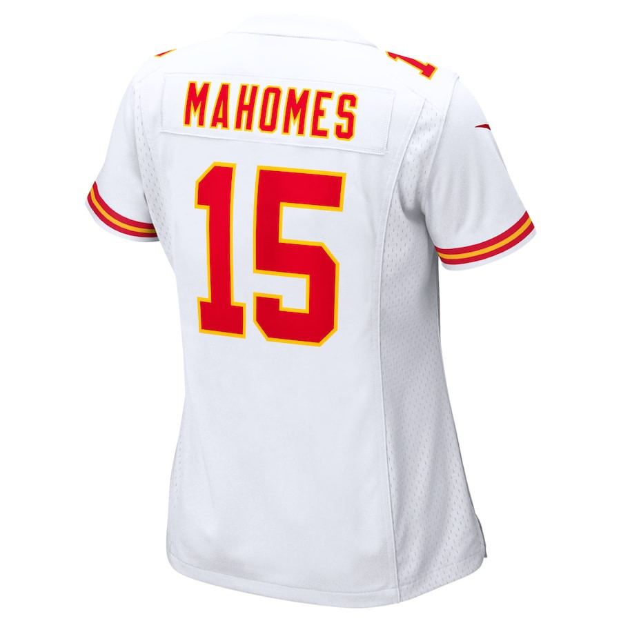 Patrick Mahomes 15 Kansas City Chiefs Women's Super Bowl LVII Patch Away Game Jersey - White