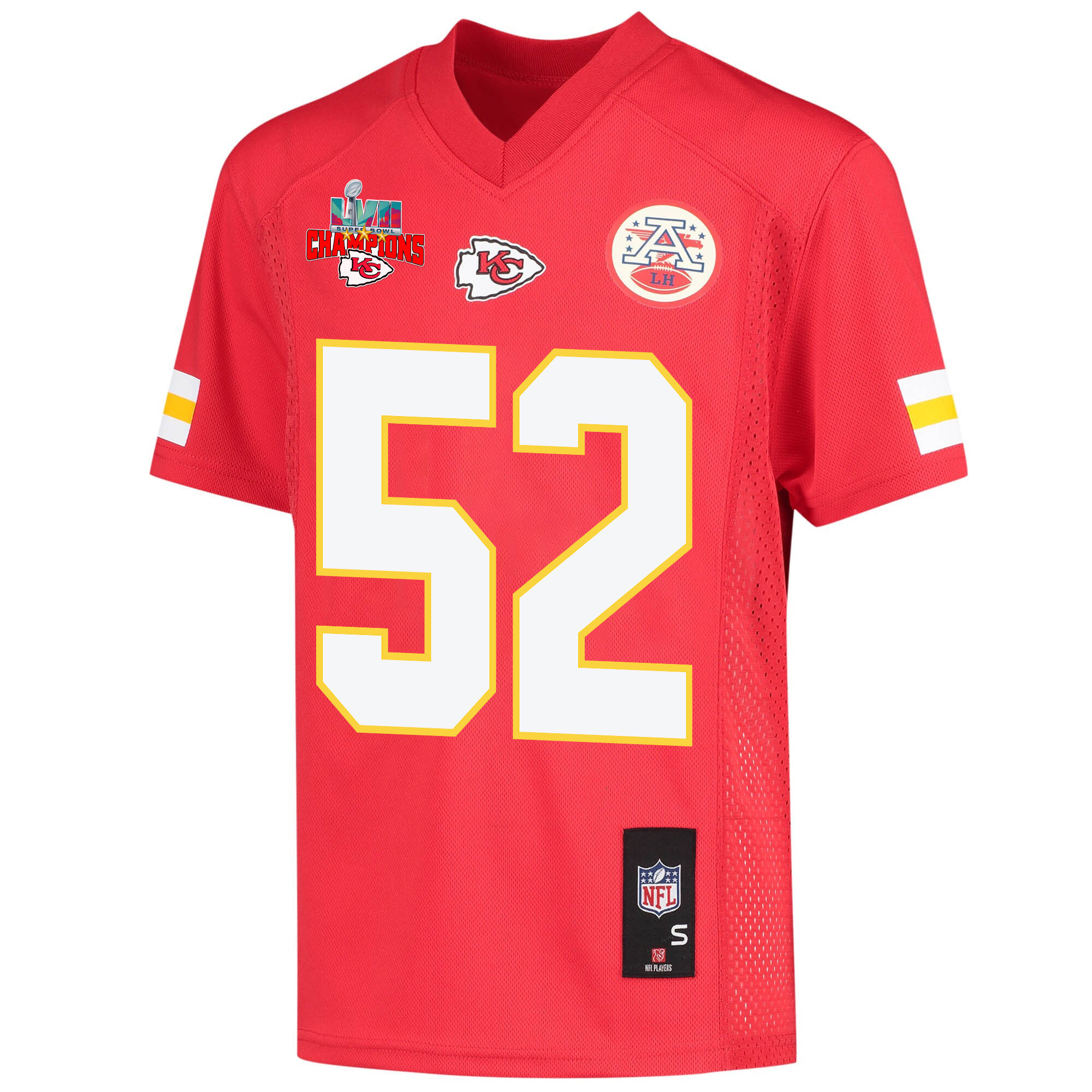 Creed Humphrey 52 Kansas City Chiefs Super Bowl LVII Champions 3 Stars Youth Game Jersey - Red