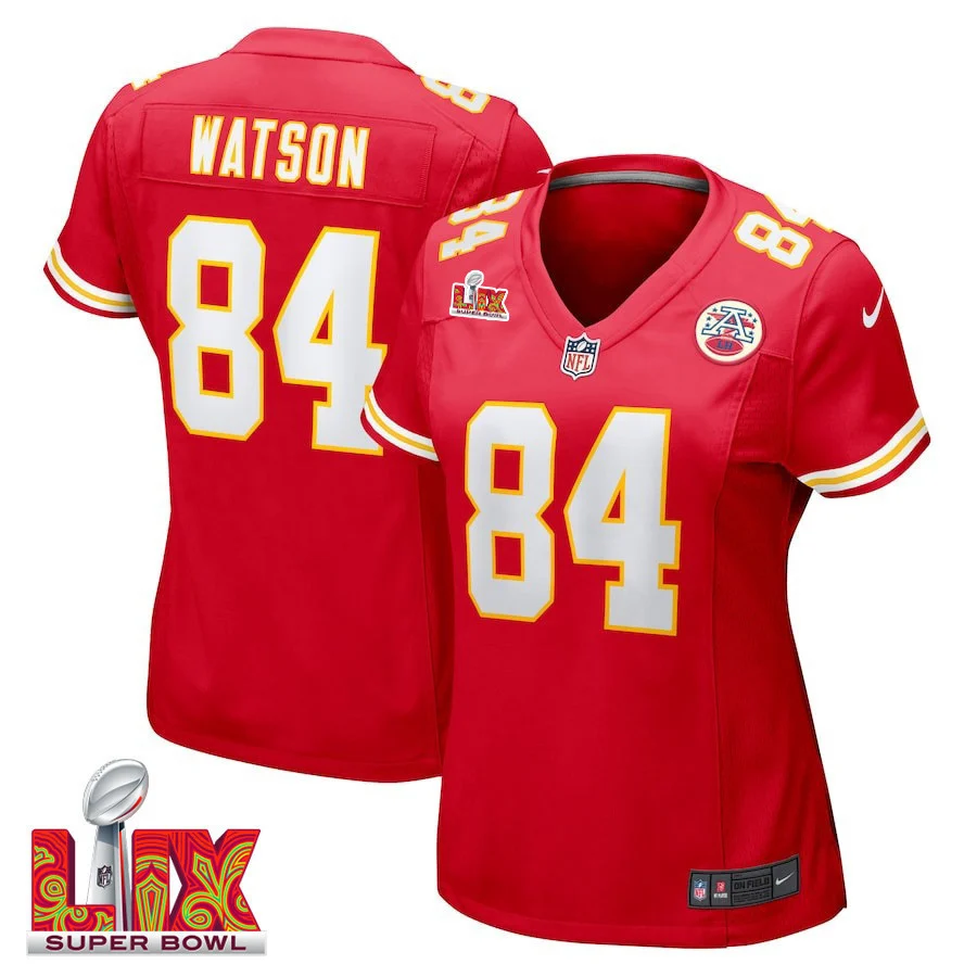 Justin Watson #84 Kansas City Chiefs Super Bowl LIX Women's Jersey - Red