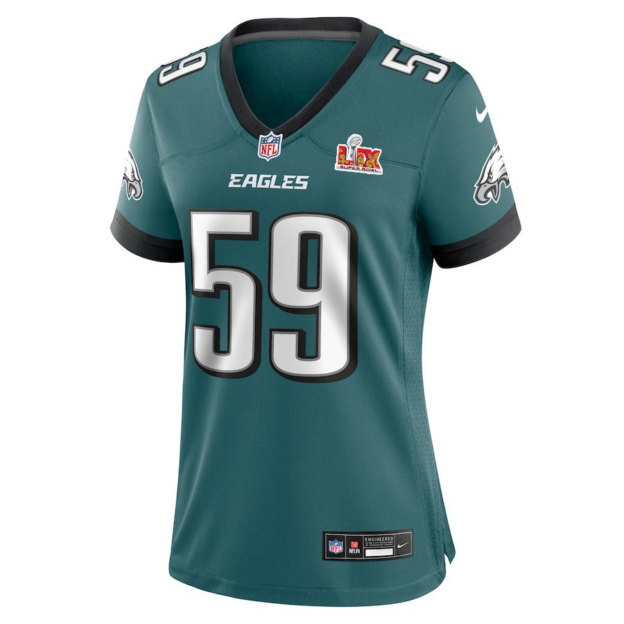 Thomas Booker IV #59 Philadelphia Eagles Super Bowl LIX Women's Jersey - Midnight Green