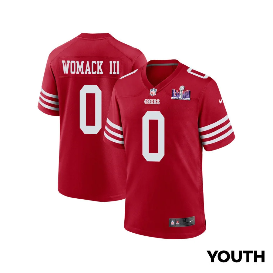 Samuel Womack III 0 San Francisco 49ers Super Bowl LVIII Patch Game YOUTH Jersey - Scarlet