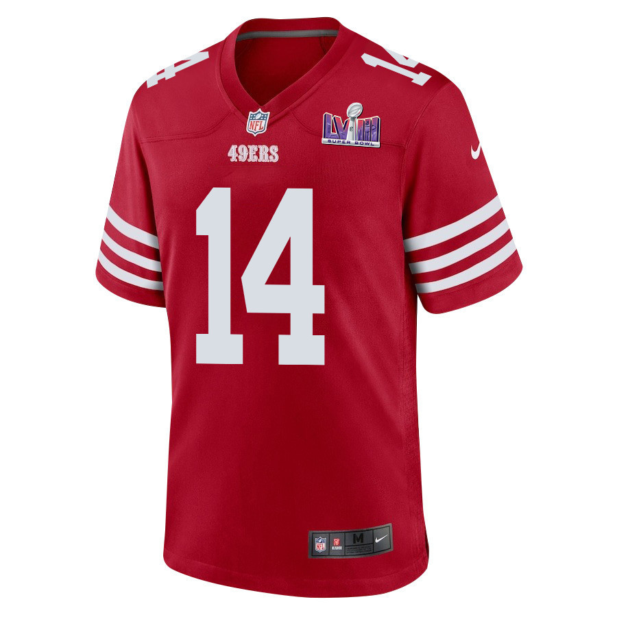 Sam Darnold 14 San Francisco 49ers Super Bowl LVIII Patch Game Men Jersey - Scarlet