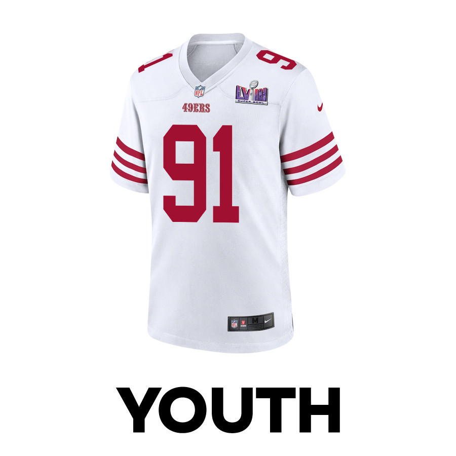Arik Armstead 91 San Francisco 49ers Super Bowl LVIII Patch Game YOUTH Jersey - White