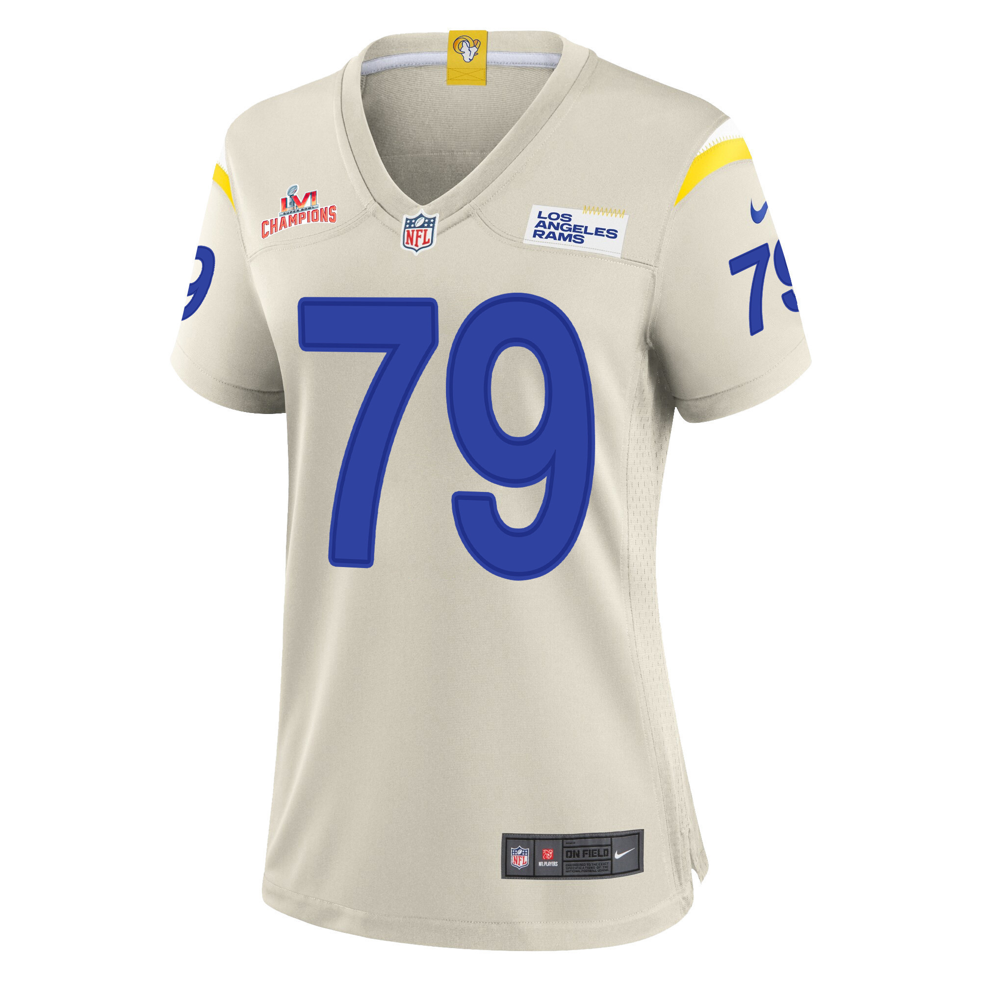 Super Bowl LVI Champions Los Angeles Rams Rob Havenstein 79 Bone Women's Jersey Jersey