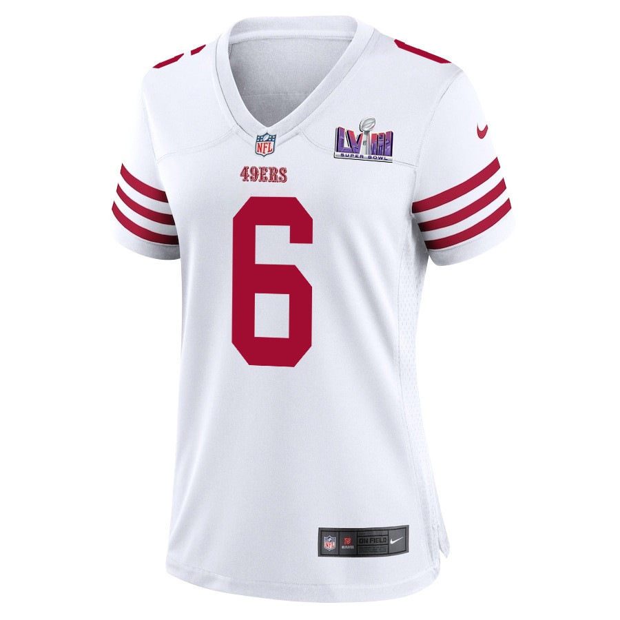 Danny Gray 6 San Francisco 49ers Super Bowl LVIII Patch Game Women Jersey - White