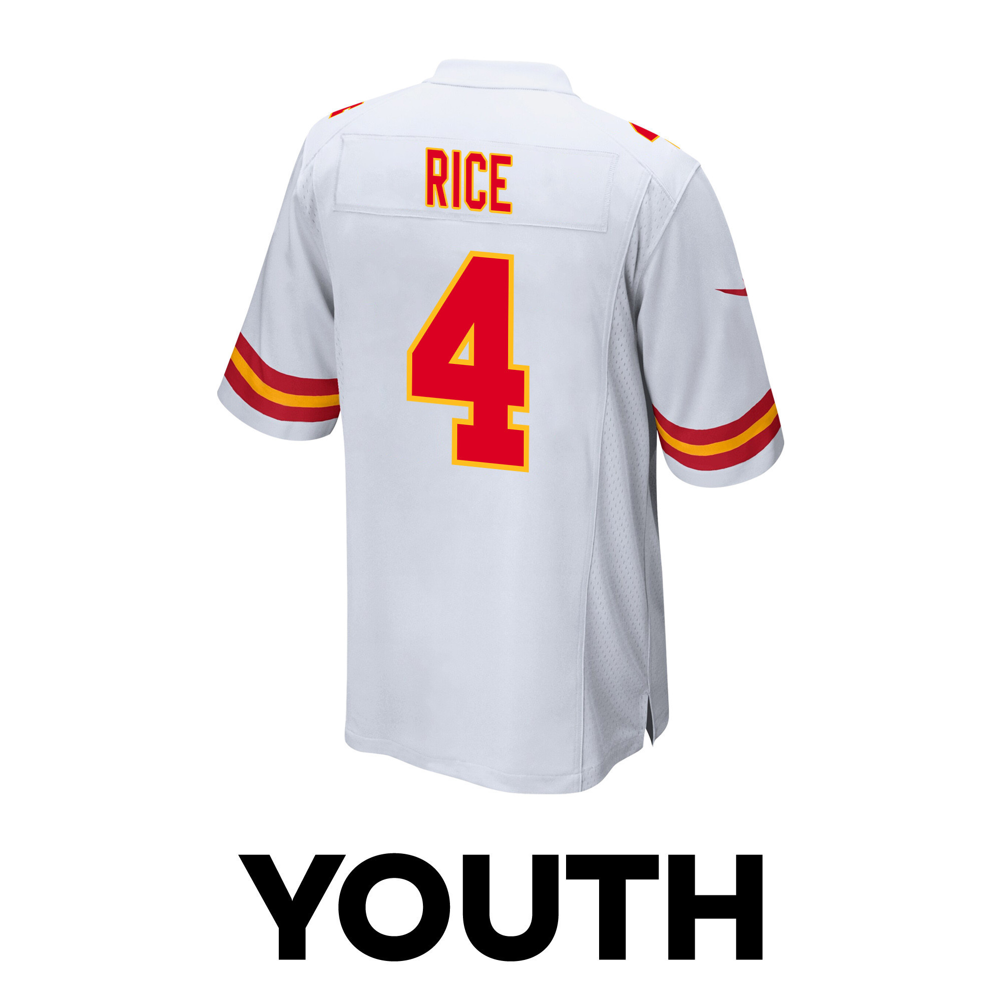 Rashee Rice 4 Kansas City Chiefs Super Bowl LVIII Patch Game YOUTH Jersey - White