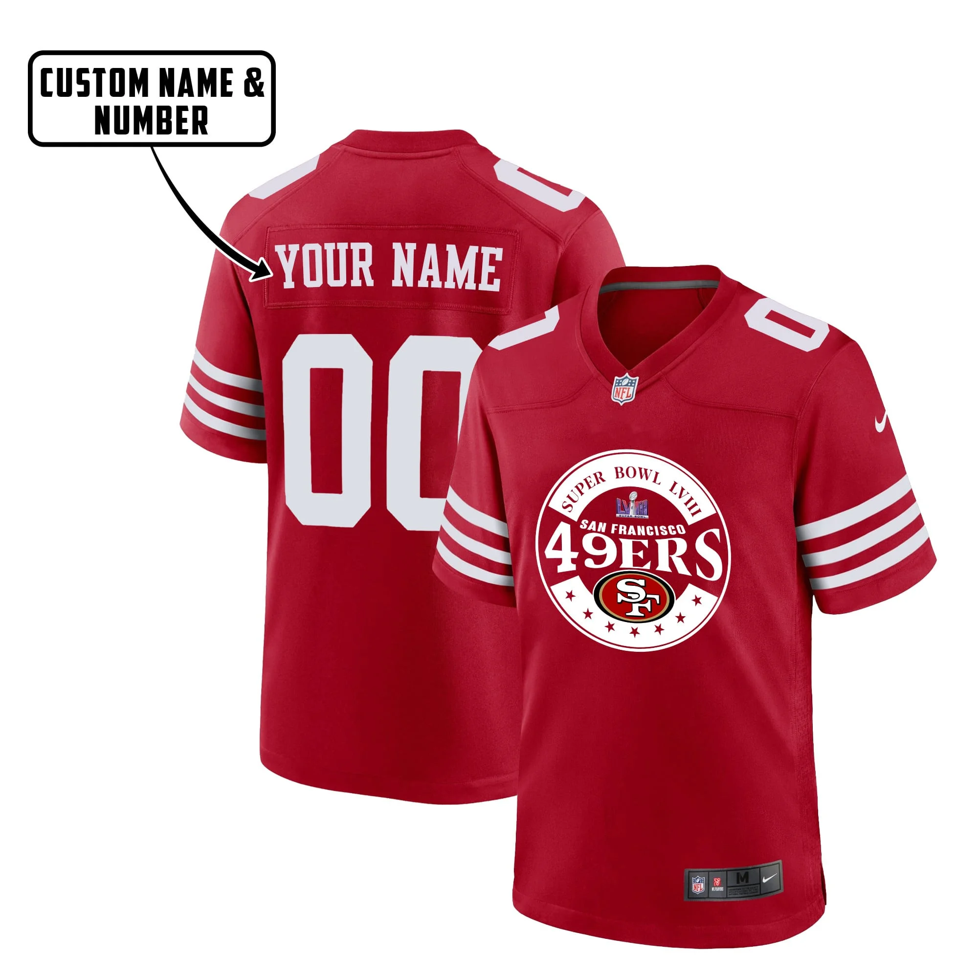 San Francisco 49ers Super Bowl LVIII Circle Game Jersey - Men, Red V4