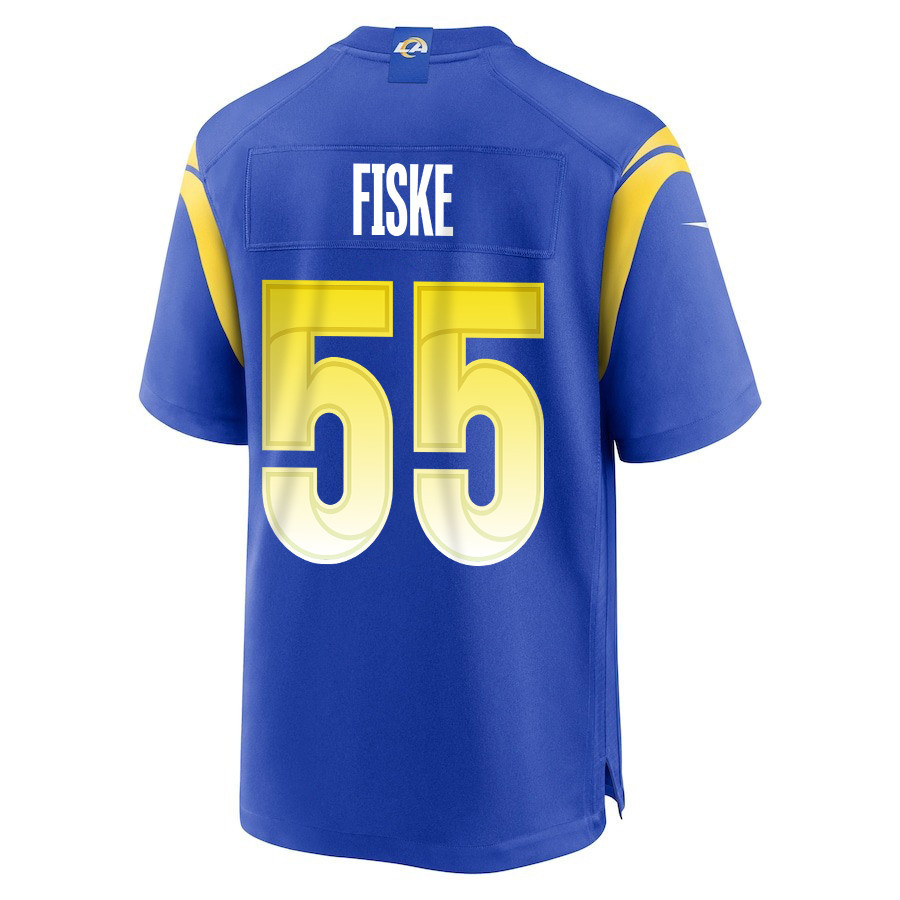 Braden Fiske 55 Los Angeles Rams Super Bowl LIX New Orleans Patch Game Men Jersey - Royal
